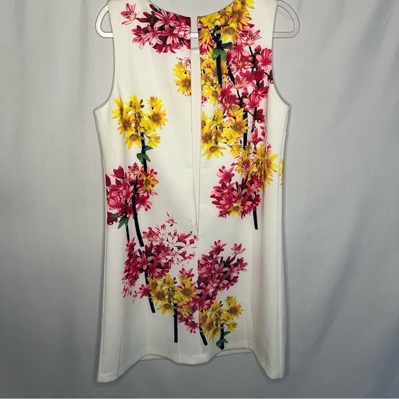 Calypso Women's White Floral Sheath Mini Dress Size XL Sleeveless spring zip up - Picture 3 of 9